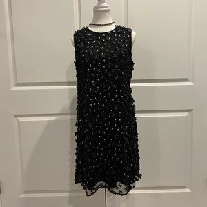 🤡BOGO🤡 KARL LAGERFELD Double Layer Flower Appliqué Cocktail Dress Black - W8
